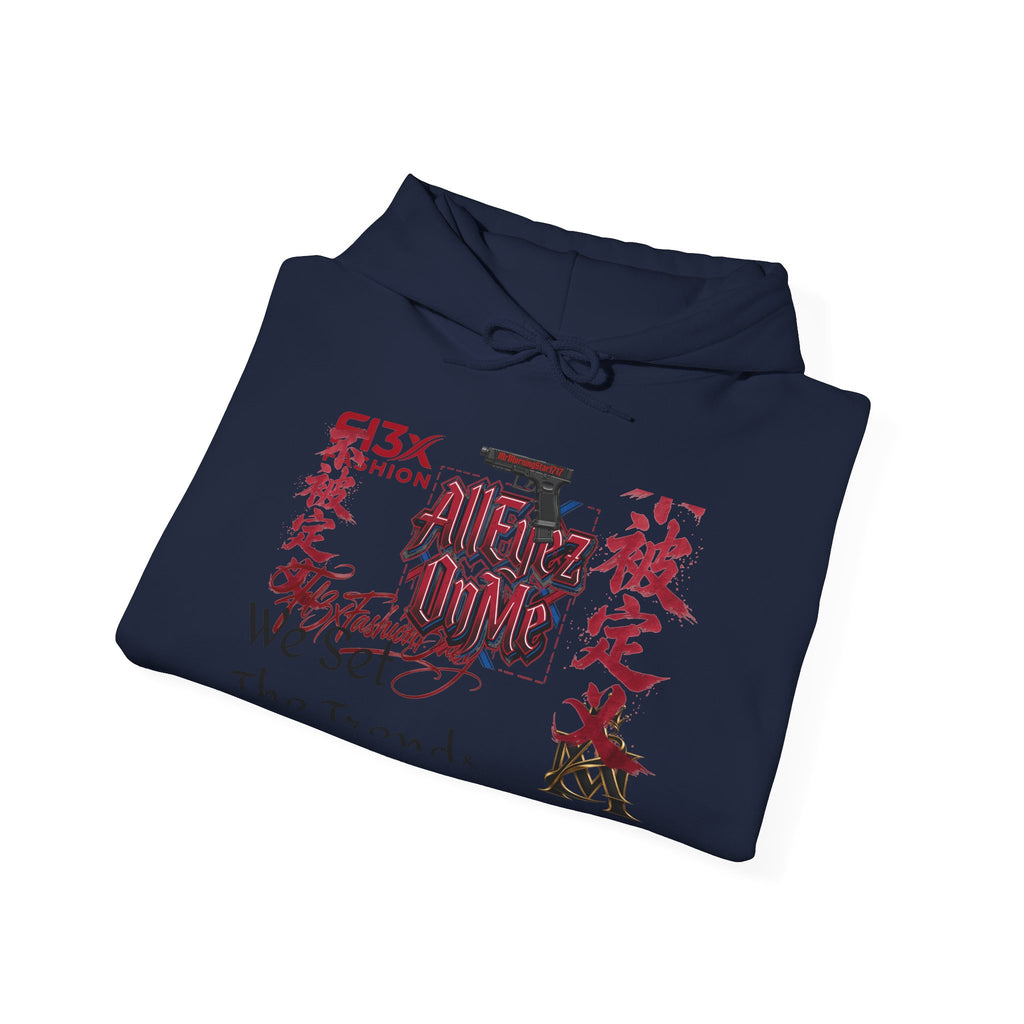 Graphic Hoodie — Asian Calligraphy & Red Ink Street Art Design