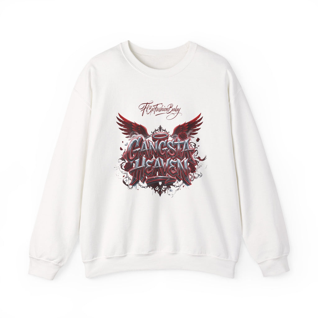 Crewneck Sweatshirt — 'Gangsta 4LsaVii' Gothic Wings Graphic