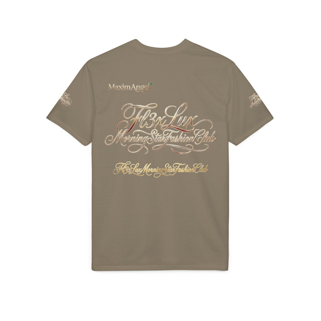 Luxury Gold Script Performance T-Shirt — F3xLux Morning Stay Fashion Club Design