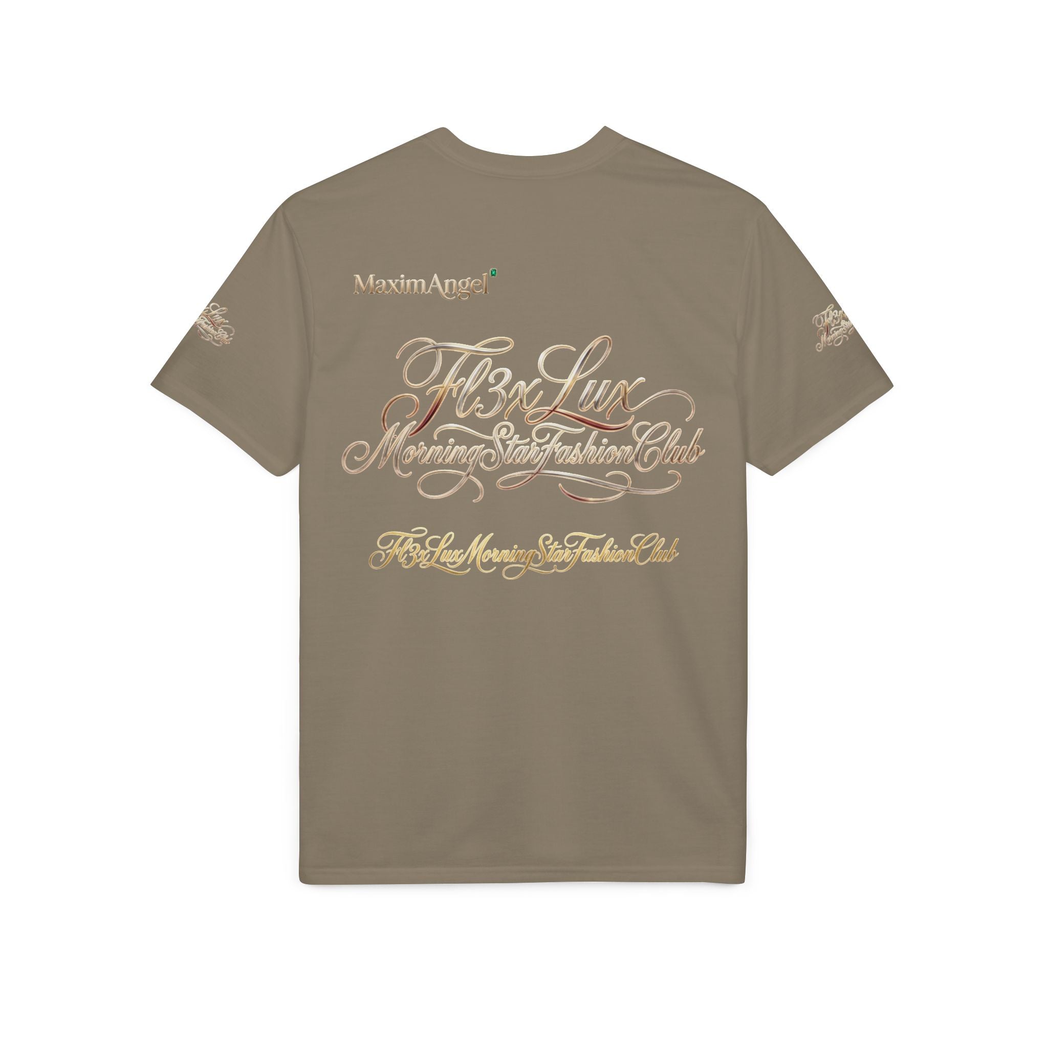 Luxury Gold Script Performance T-Shirt — F3xLux Morning Stay Fashion Club Design