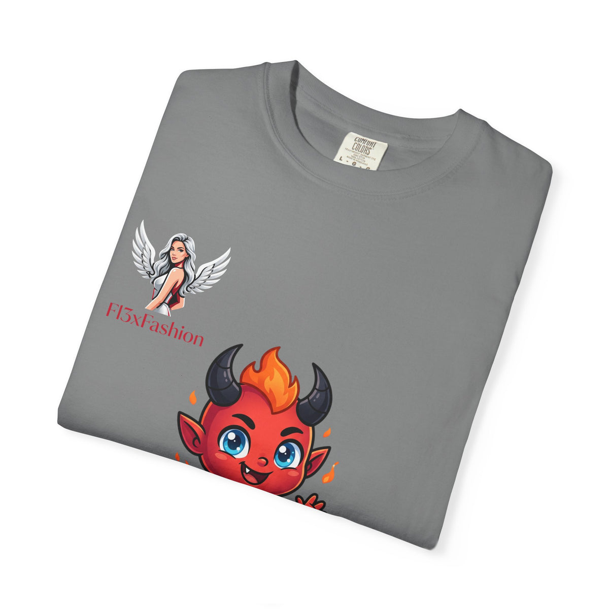 Devil Cartoon Graphic T-Shirt — Fiery Cute Demon Design