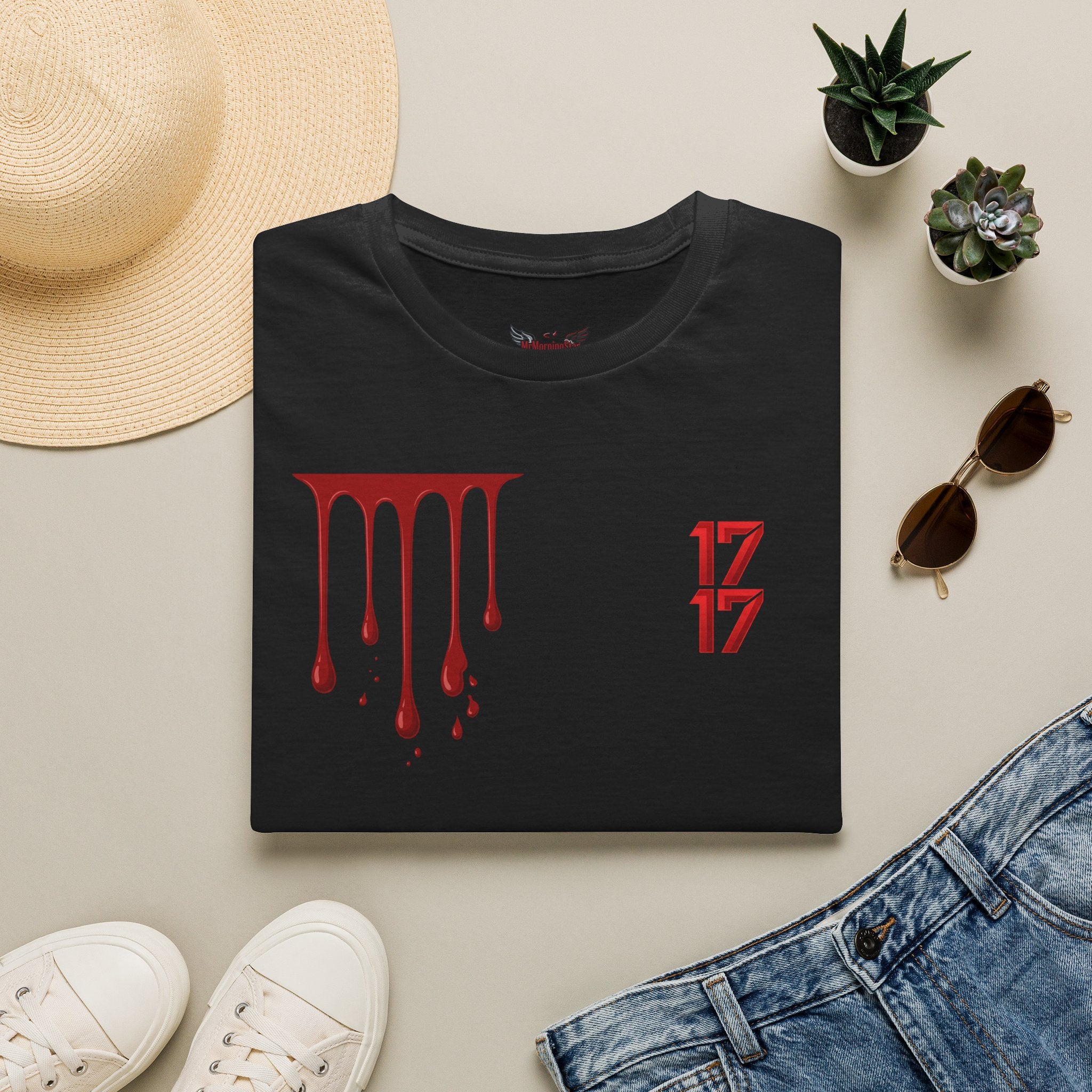 Graphic T-Shirt — Dripping Blood & 17/17 Snake Design