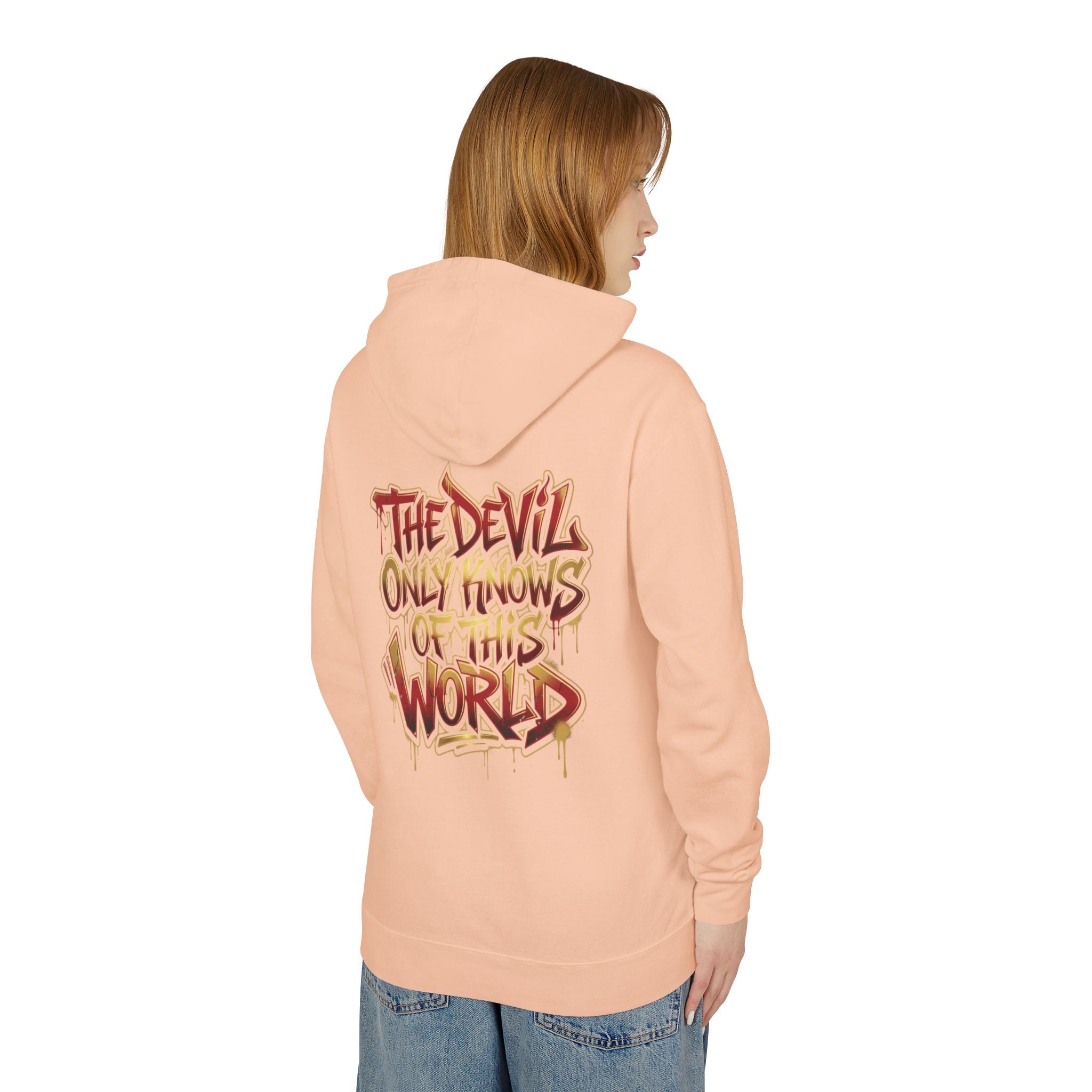 Devil Graphic Hoodie — "The Devil Only Knows of This World" Streetwear Sweatshirt