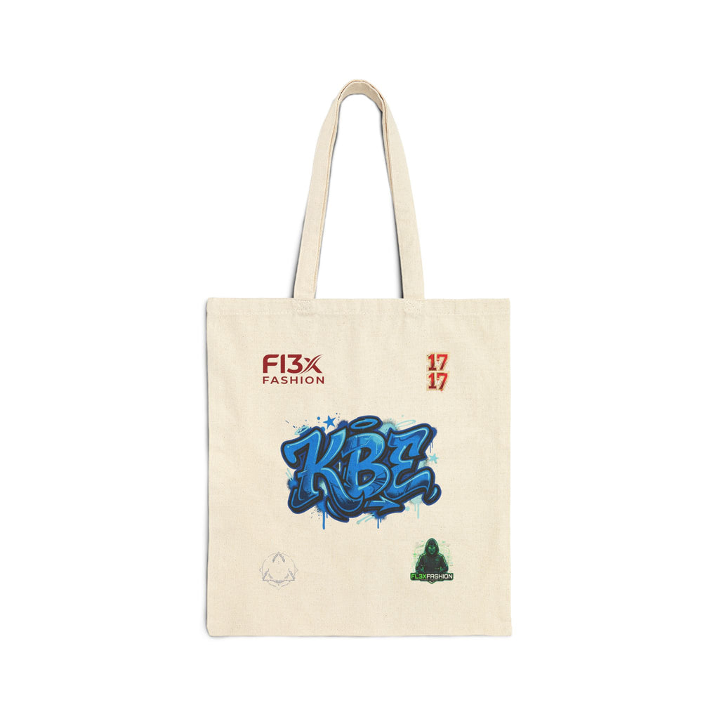 Canvas Tote Bag — Blue Graffiti "KBE" Design Eco Shopper