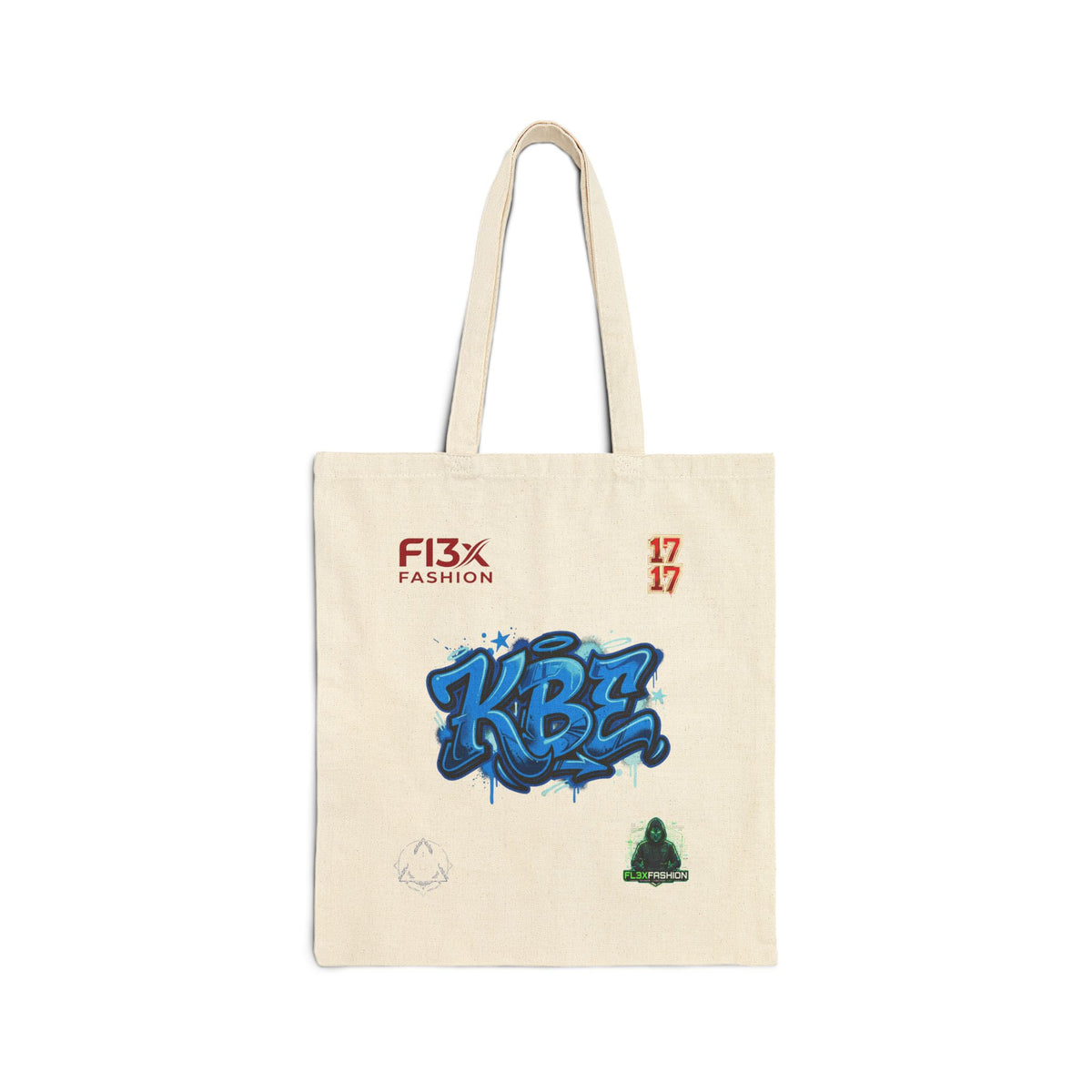 Canvas Tote Bag — Blue Graffiti "KBE" Design Eco Shopper
