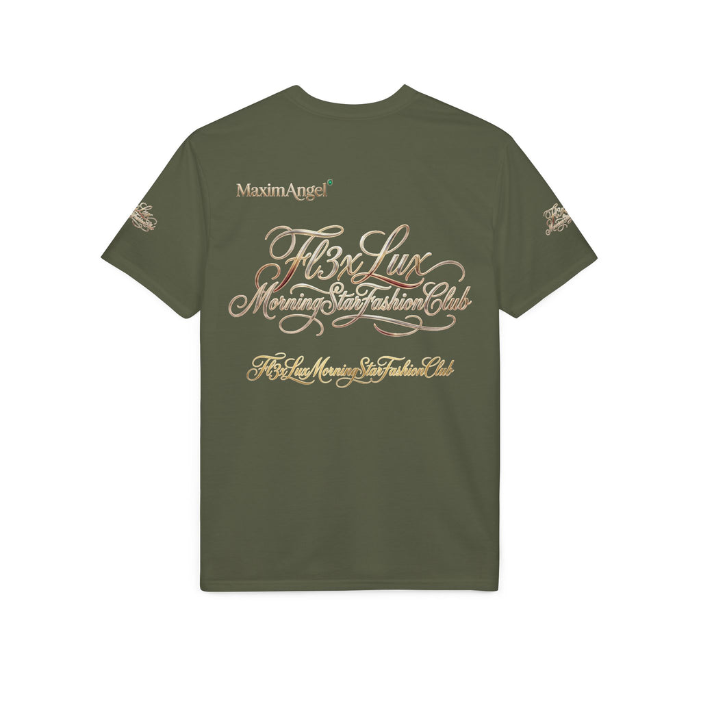 Luxury Gold Script Performance T-Shirt — F3xLux Morning Stay Fashion Club Design