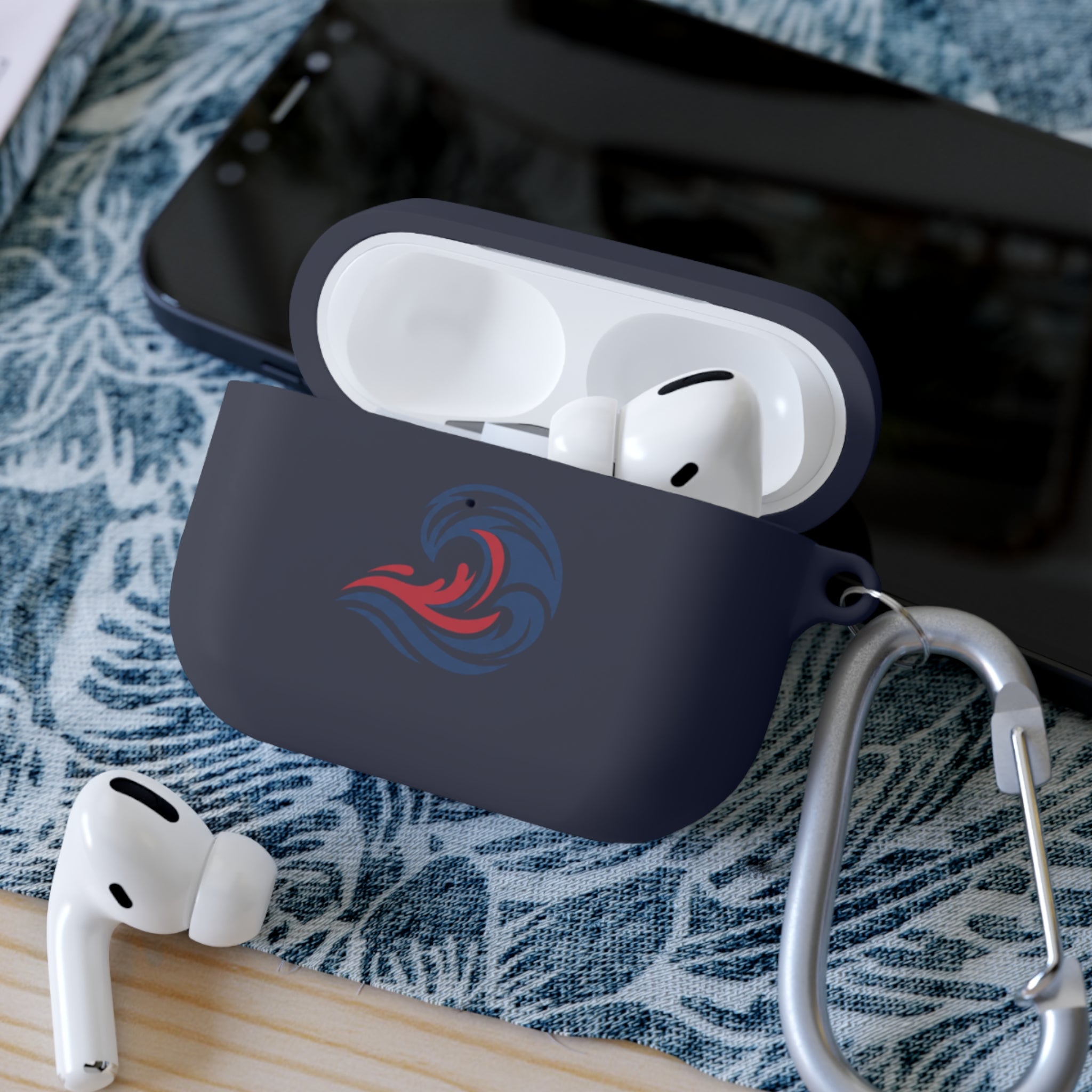 Wave Crest AirPods Case Cover - Patriotic Red White Blue Swirl