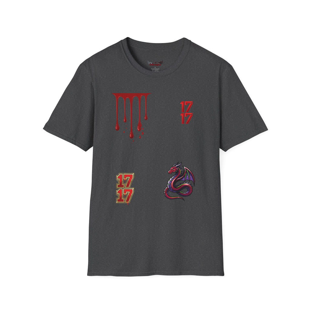 Graphic T-Shirt — Dripping Blood & 17/17 Snake Design