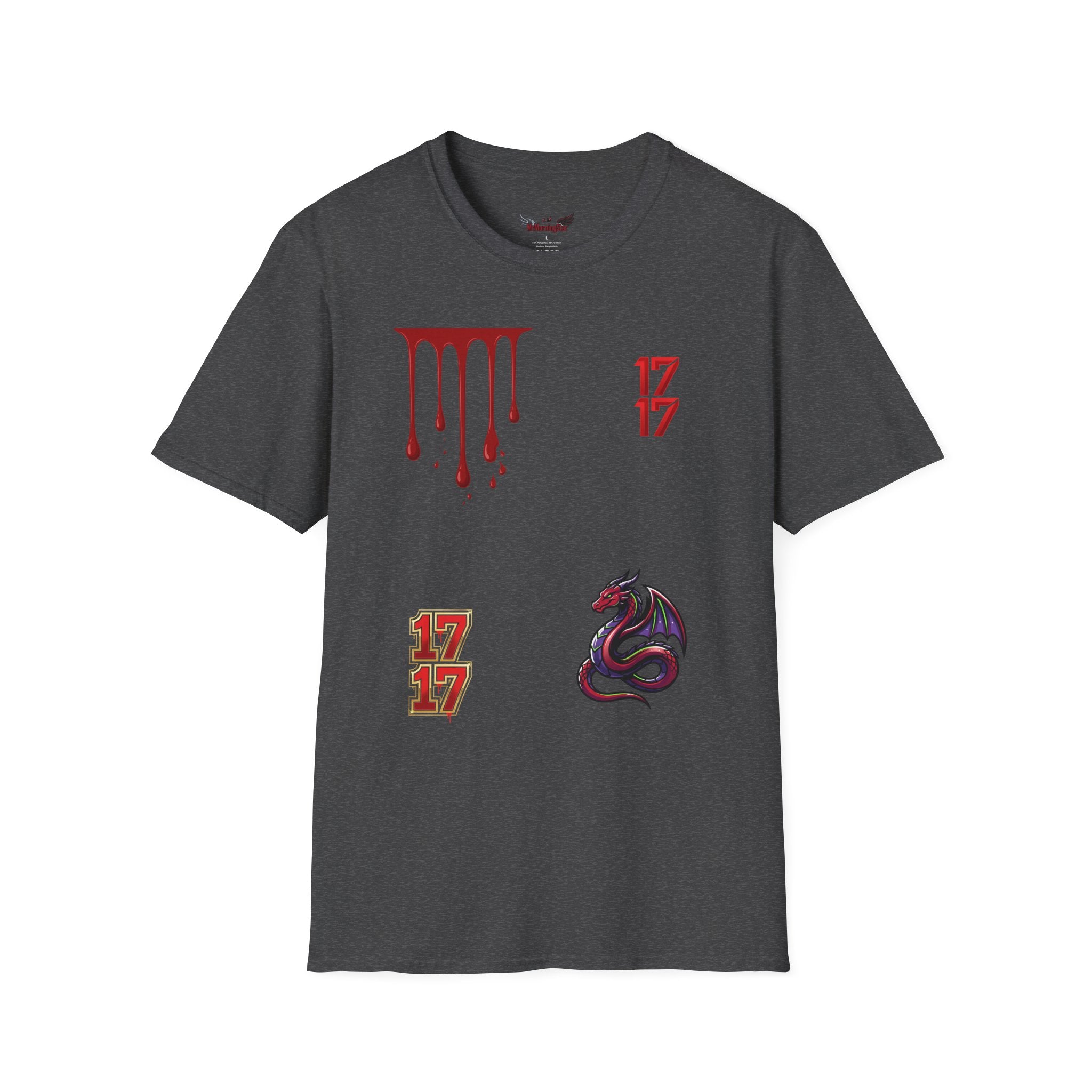 Graphic T-Shirt — Dripping Blood & 17/17 Snake Design