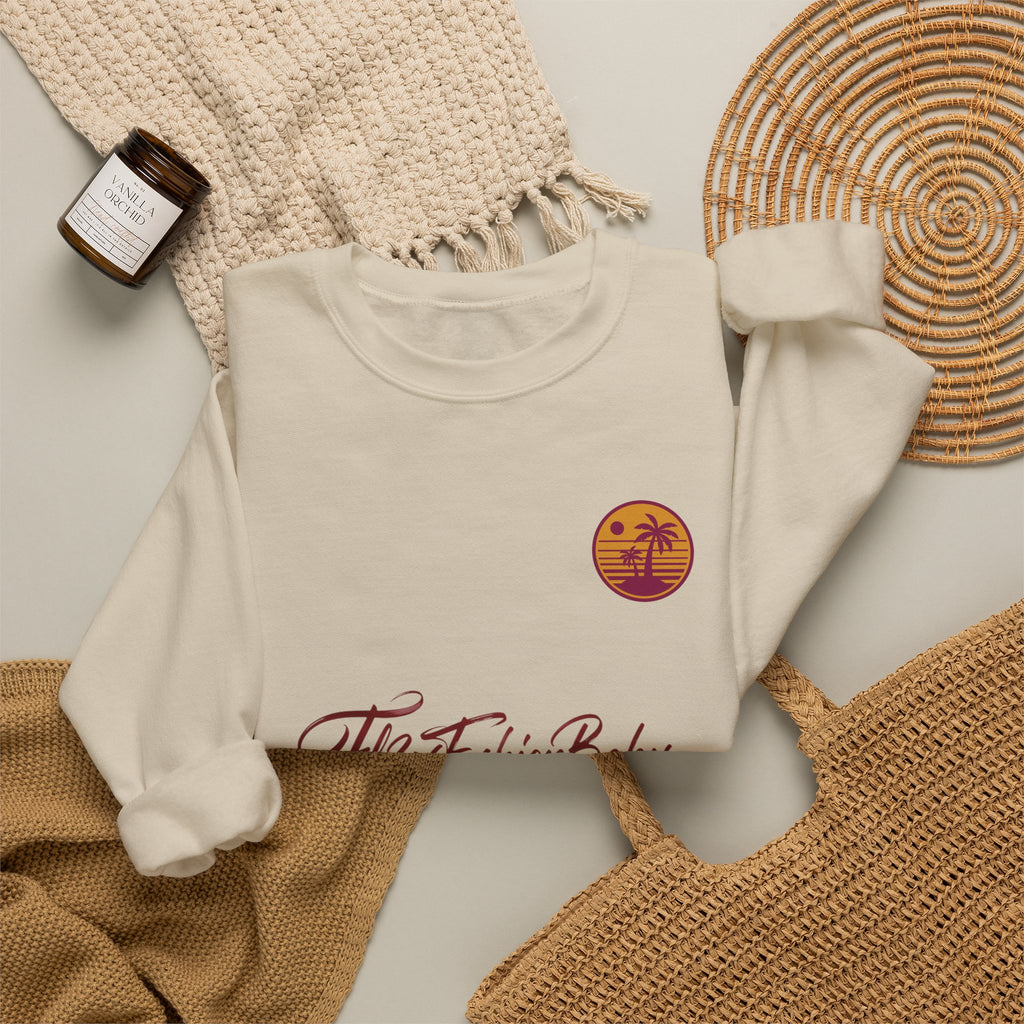 Crewneck Sweatshirt — 'FB3FashionBaby' Script with Sunset Logo