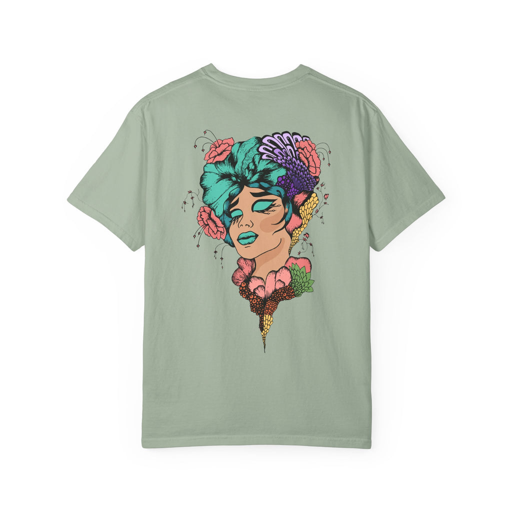Artistic Floral Portrait T-Shirt — 'Fl3xFashionBaby' Graphic Tee