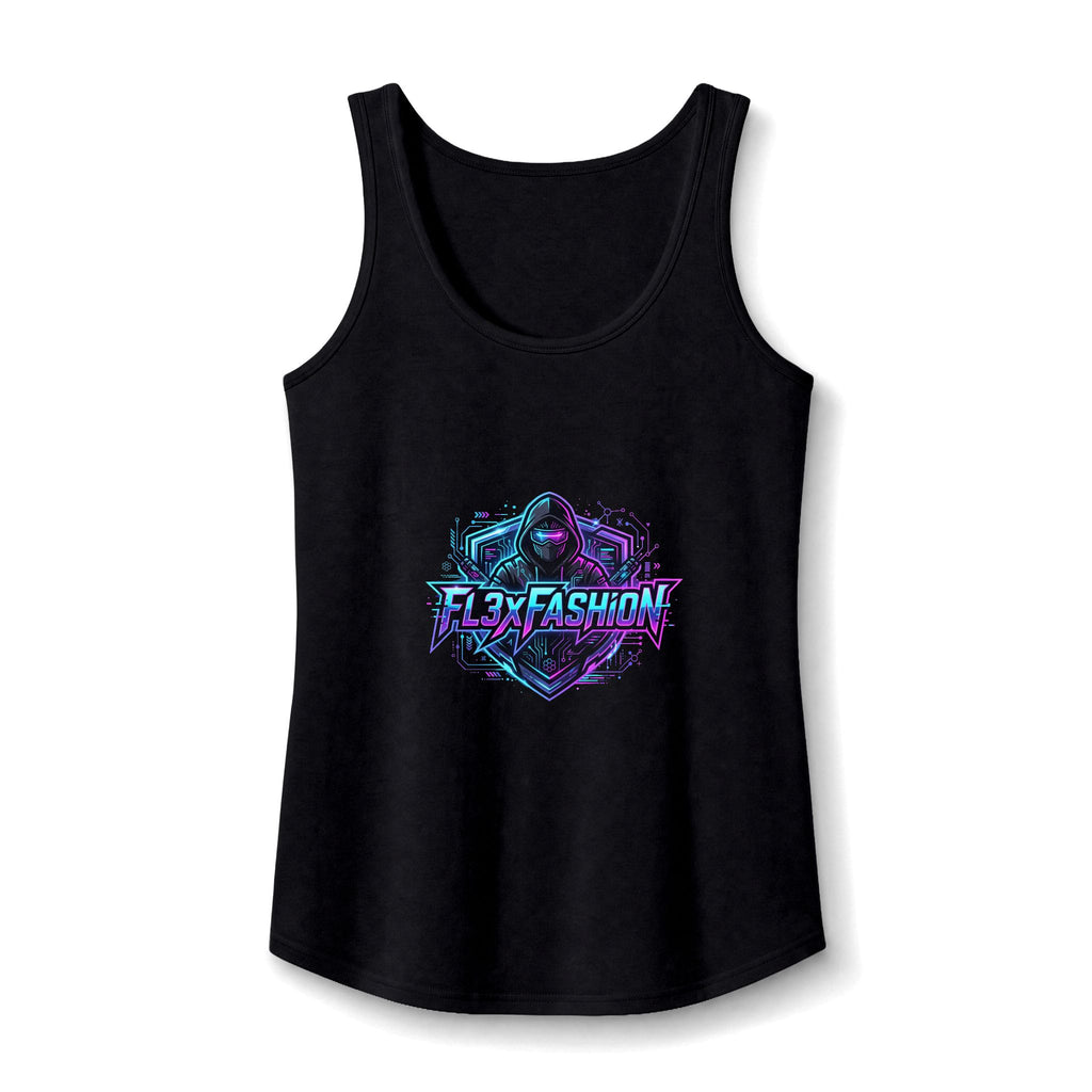 Graphic Gamer Hoodie Tank — 'Flex Fashion' Neon Gamer Logo Women's Tank