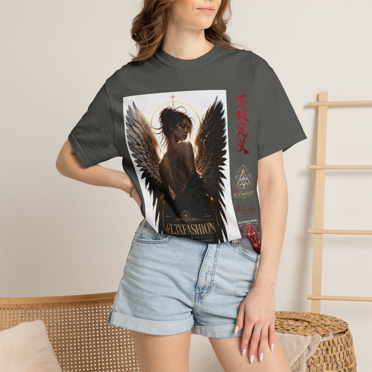 Angel Wings Graphic Tee — "FL3XFASHION" Gothic Streetwear T-Shirt