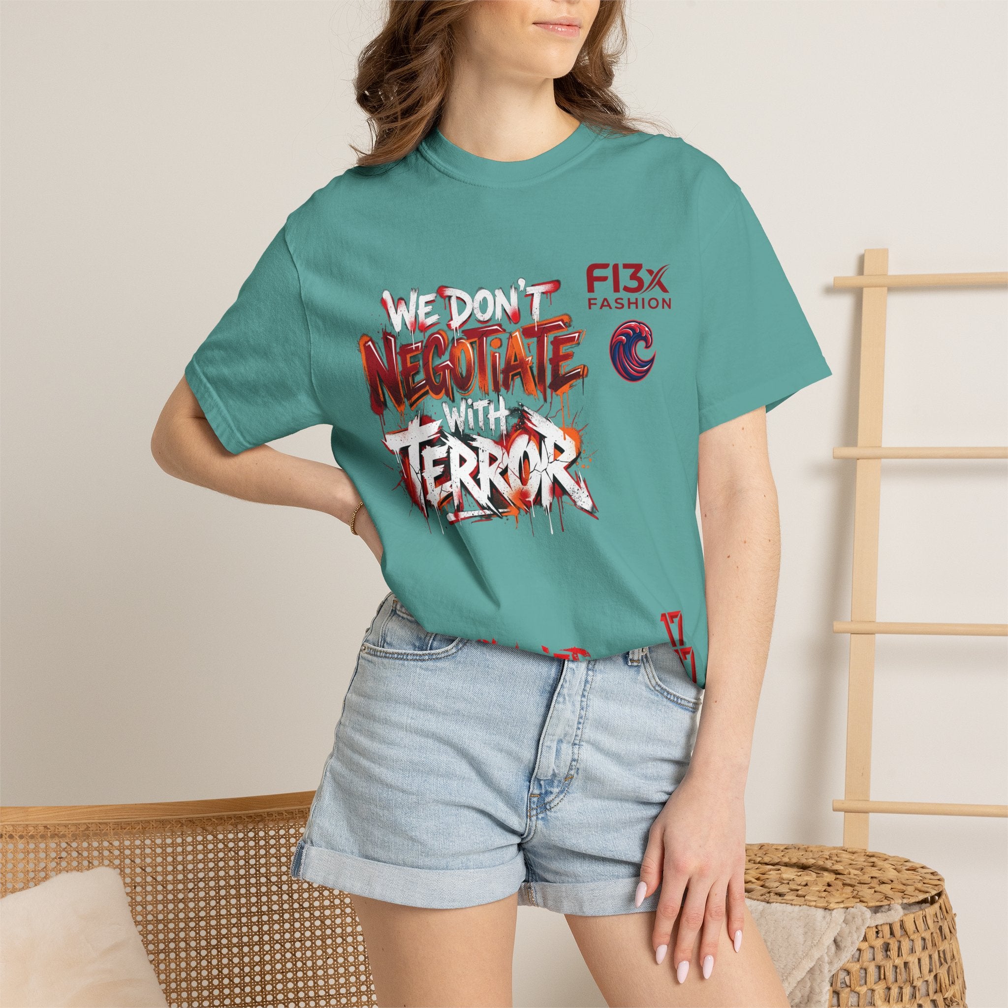 We Don’t Negotiate Terror Graphic T-Shirt — F13x Fashion Front & Back Print