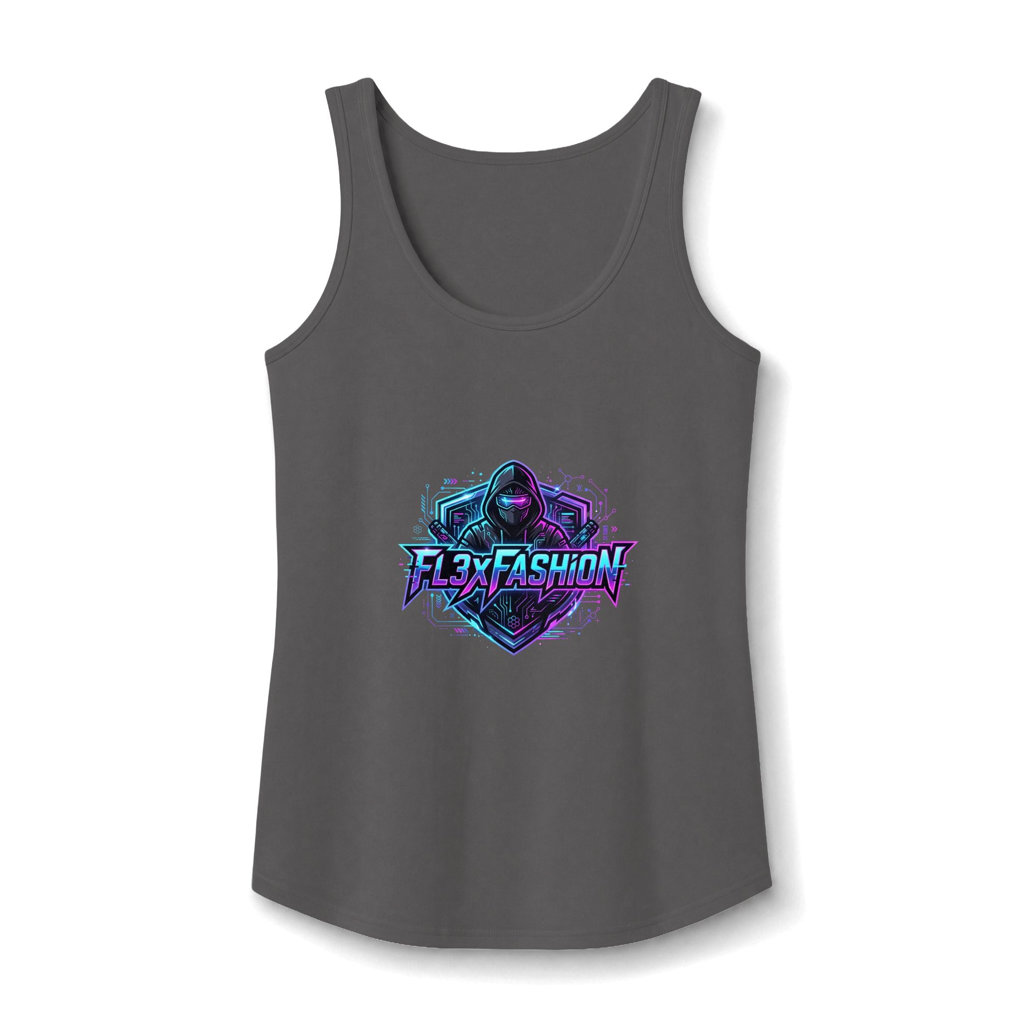 Graphic Gamer Hoodie Tank — 'Flex Fashion' Neon Gamer Logo Women's Tank
