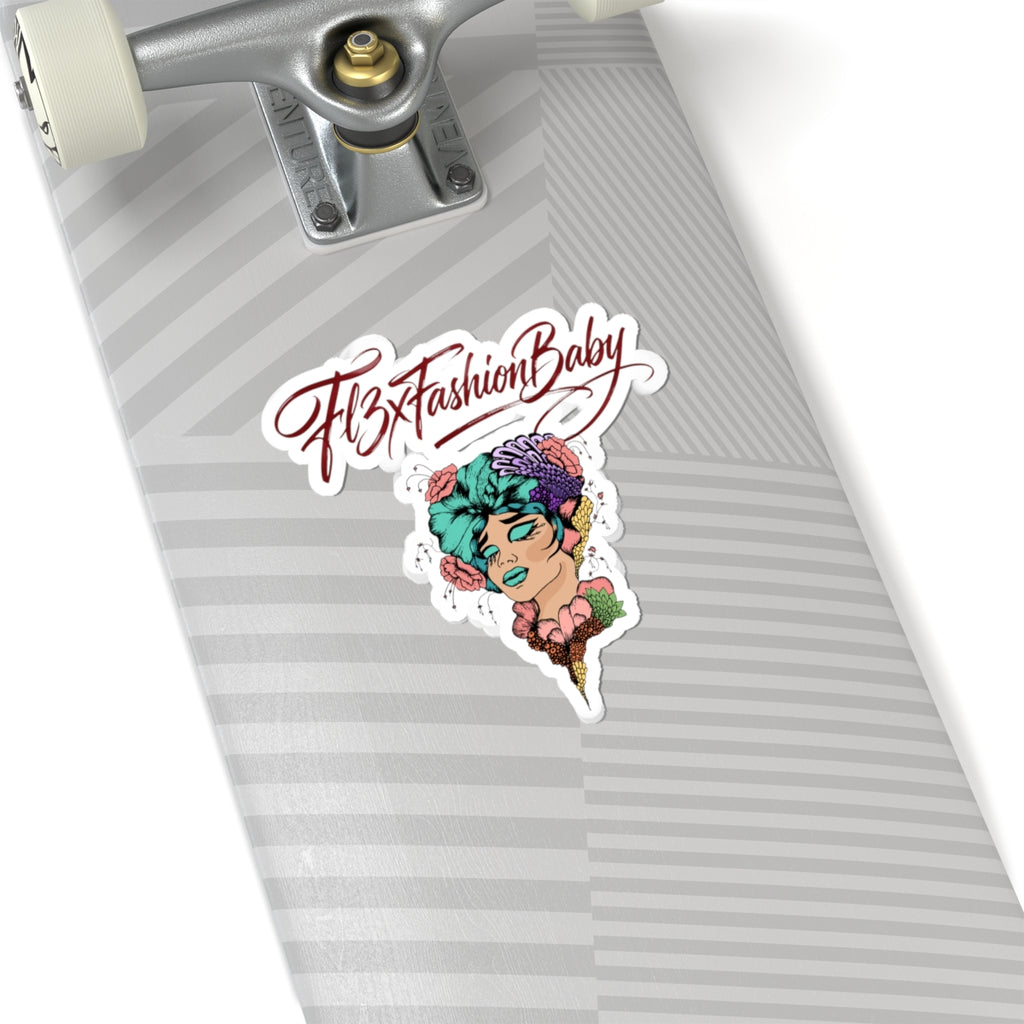 Kiss-Cut Sticker — 'FBxFashionBaby' Floral Portrait Laptop Decal