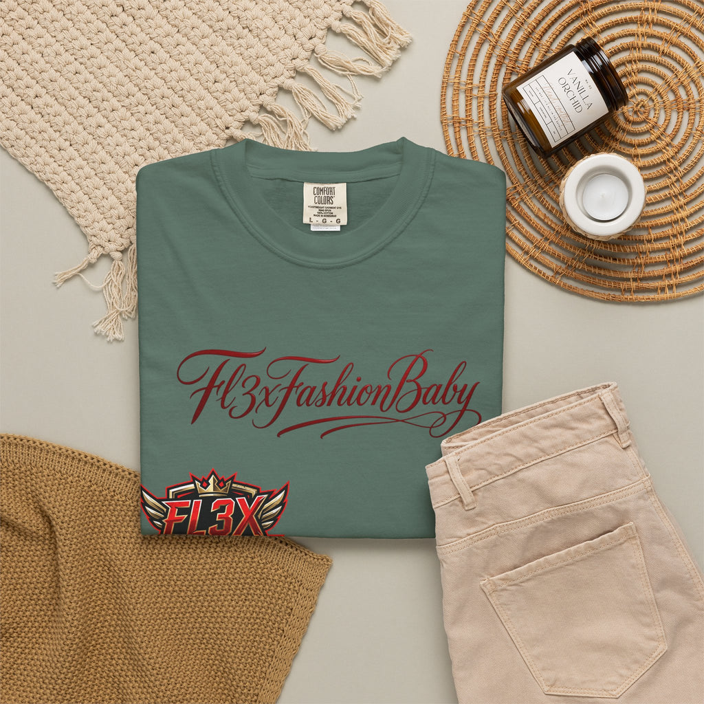 Artistic Floral Portrait T-Shirt — 'Fl3xFashionBaby' Graphic Tee