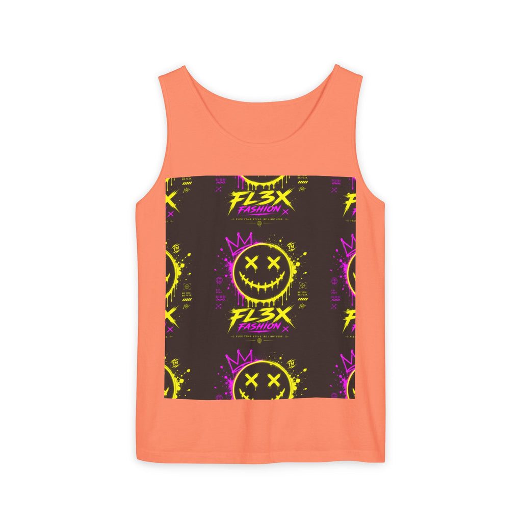 FL3X Fashion Graphic Tank Top — Neon Smiley & Devil Logo Streetwear