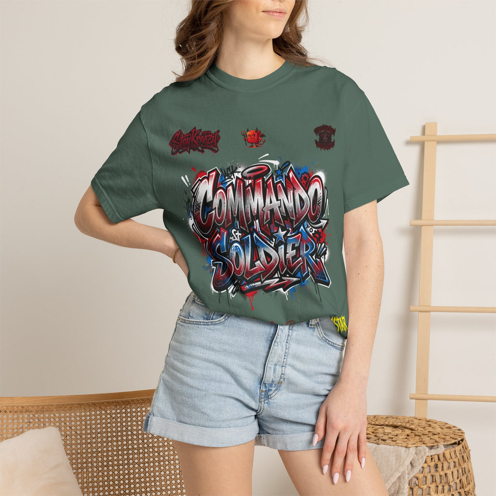 Commando Soldier Graphic T-Shirt — Streetwear Graffiti Design