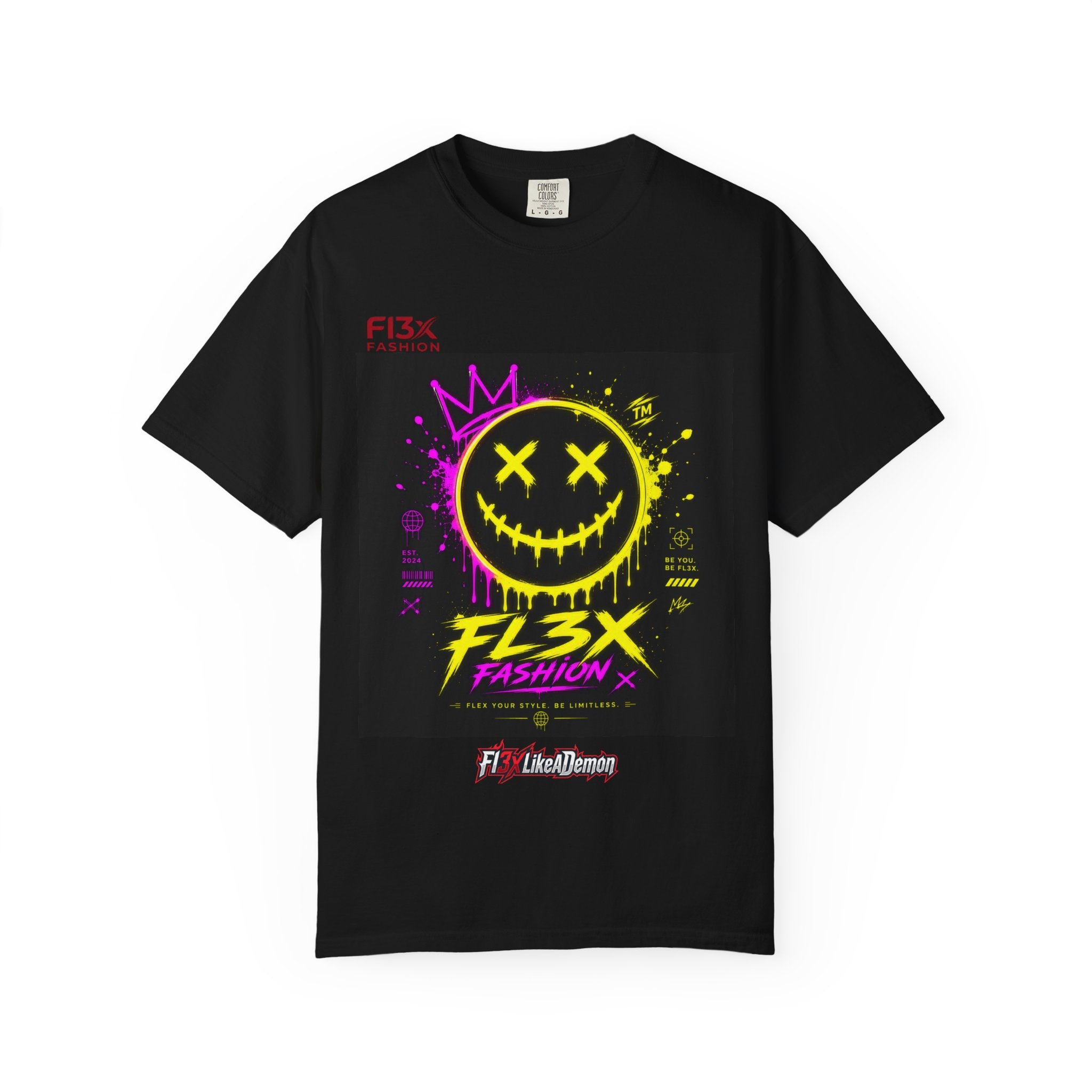 Graphic Tee — Neon Graffiti Smiley "FL3X Fashion"