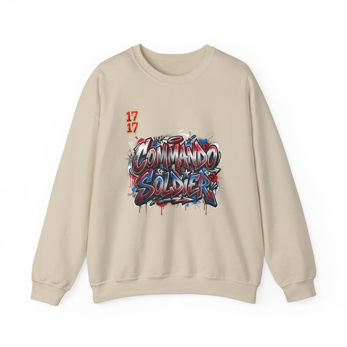 Crewneck Sweatshirt — 'Commando Soldier' Graffiti Graphic Crewneck