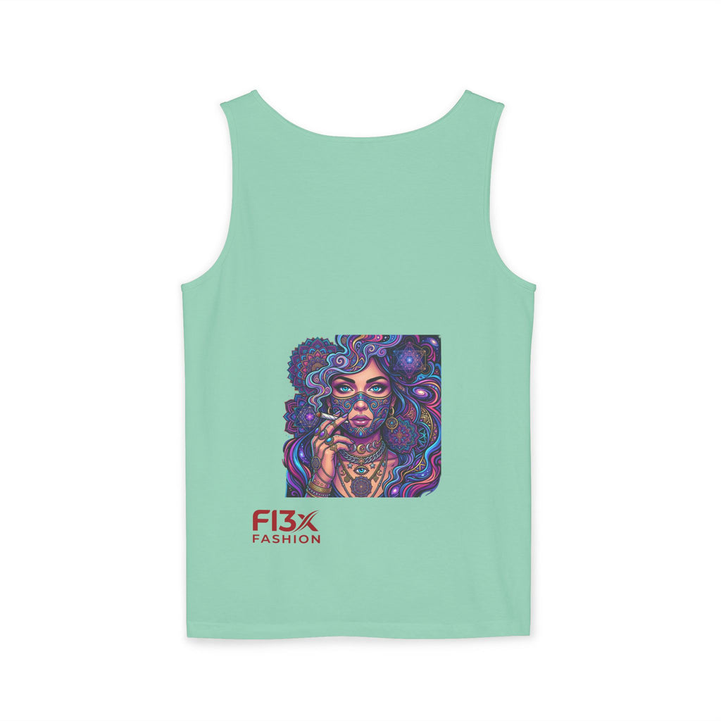 Graphic Tank Top - Colorful Cosmic Woman Illustration