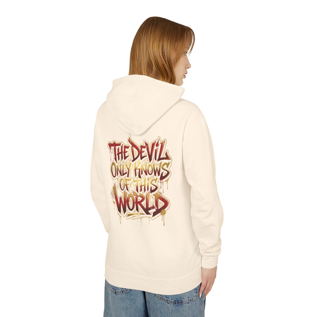 Devil Graphic Hoodie — "The Devil Only Knows of This World" Streetwear Sweatshirt