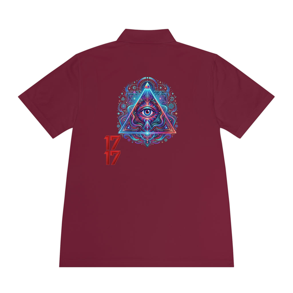 Men's Polo Shirt — Mystic All-Seeing Eye Triangle Design with 17/17 Accent