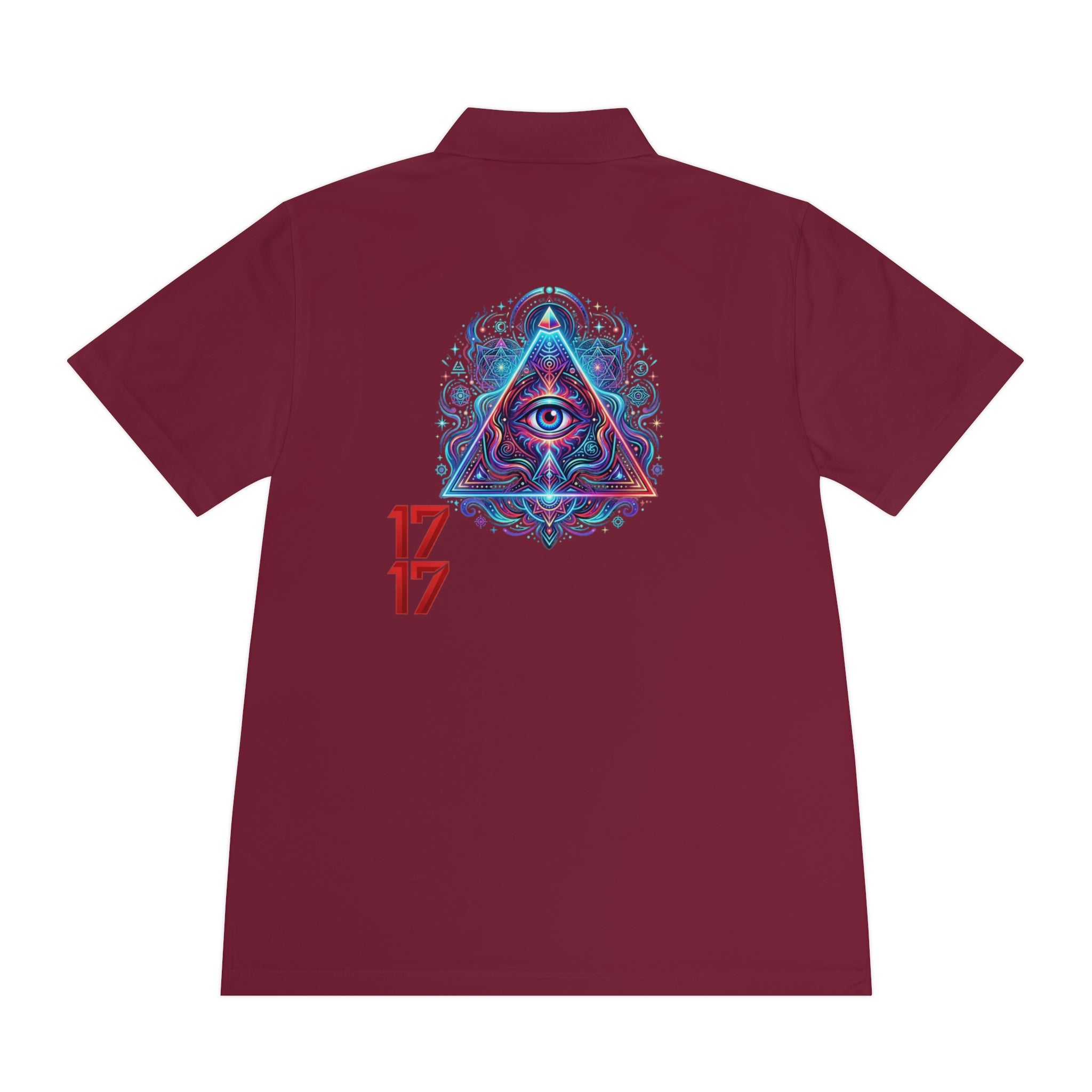 Men's Polo Shirt — Mystic All-Seeing Eye Triangle Design with 17/17 Accent