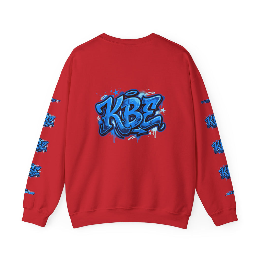 KBZ Graffiti Crewneck Sweatshirt – Streetwear Pullover with Blue Urban Tag Design