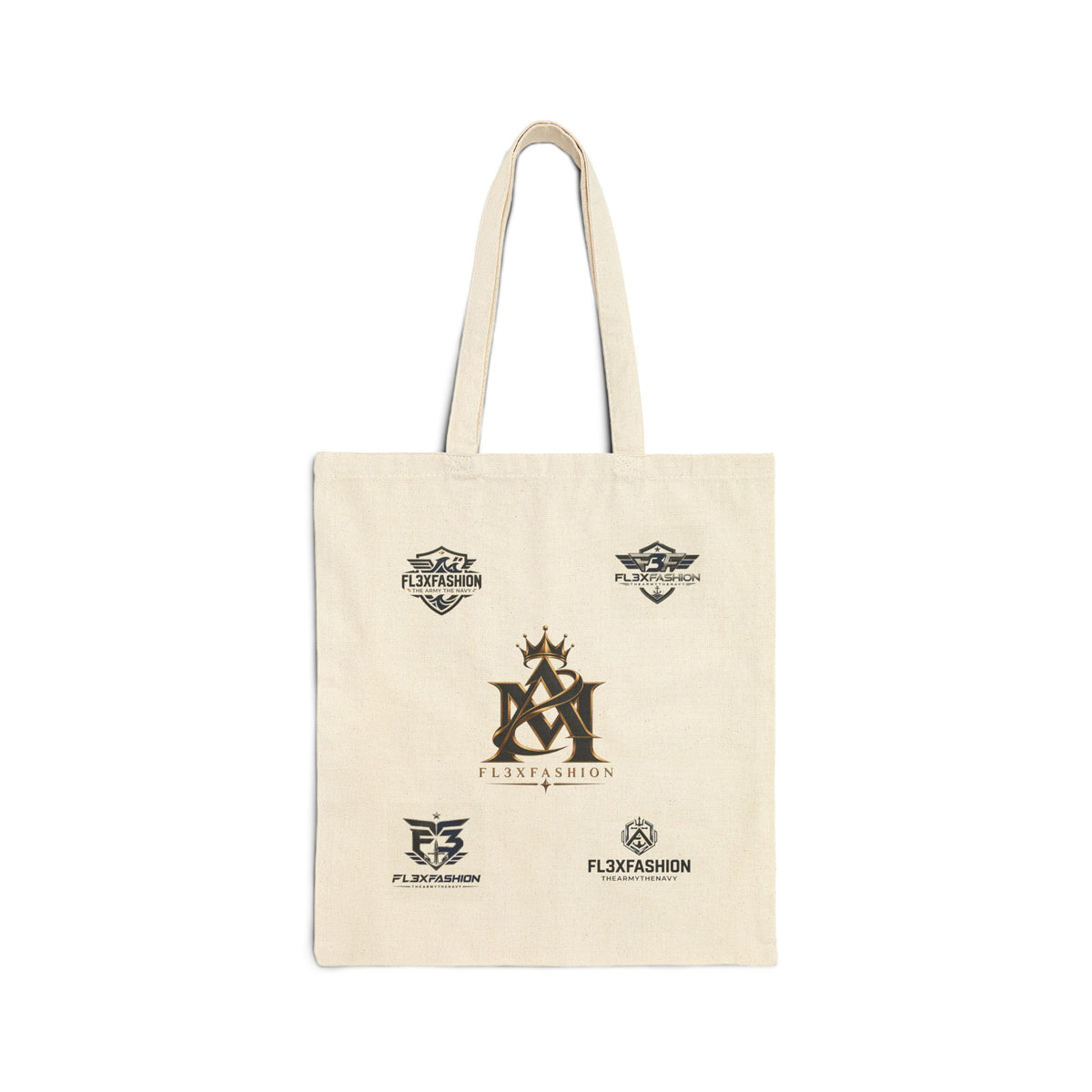 Canvas Tote Bag — Minimal Monogram Logos Cotton Shopper
