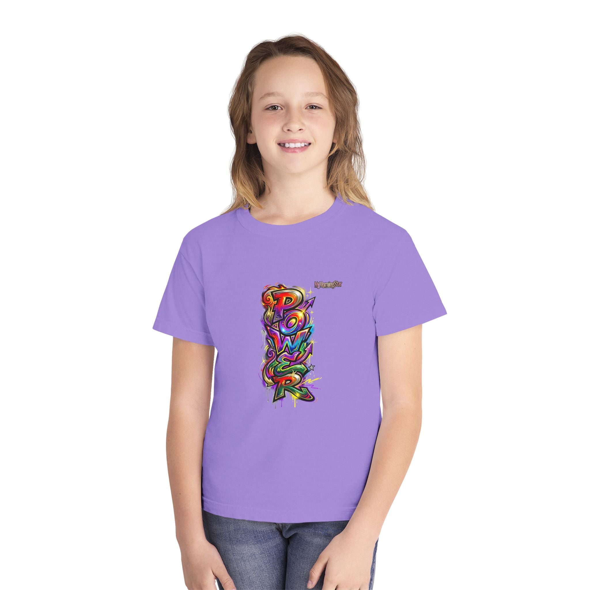 Youth Tee - Colorful 'Power' Graffiti Vertical Graphic