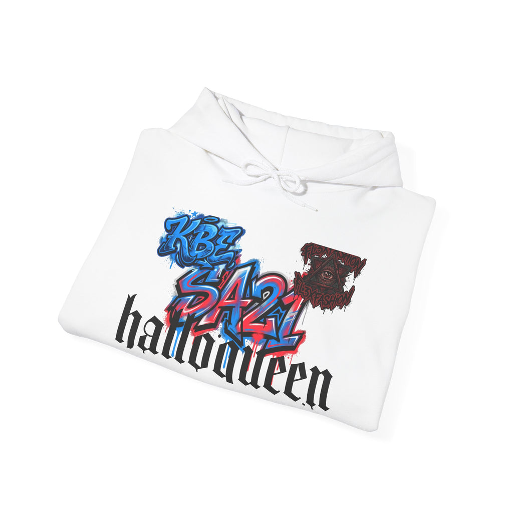 Halloween Graffiti Hoodie — "halloween" Gothic Script with Colorful Street Art