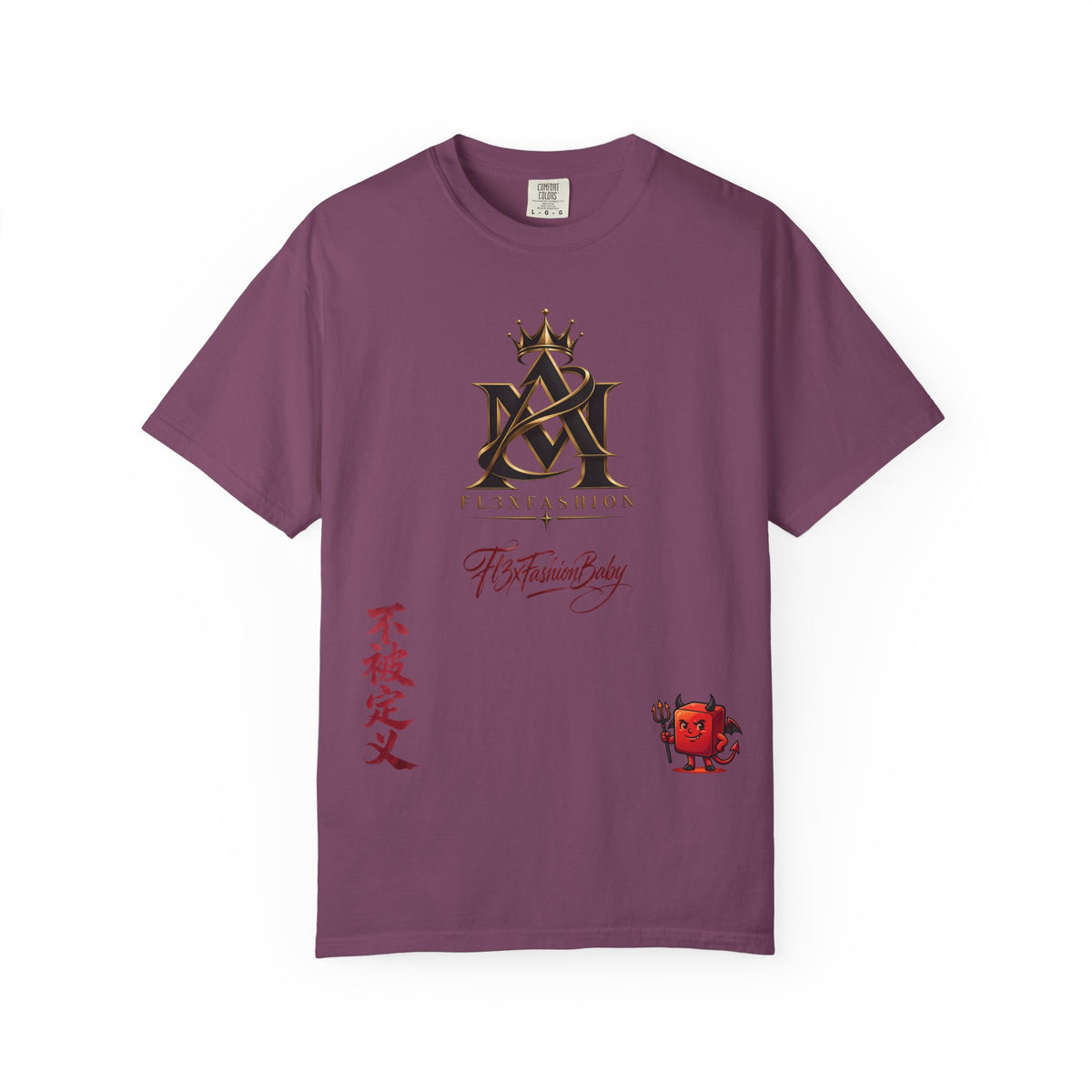 Graphic T-Shirt — Urban Asian-Inspired Logo Tee with Kanji & Devil Icon