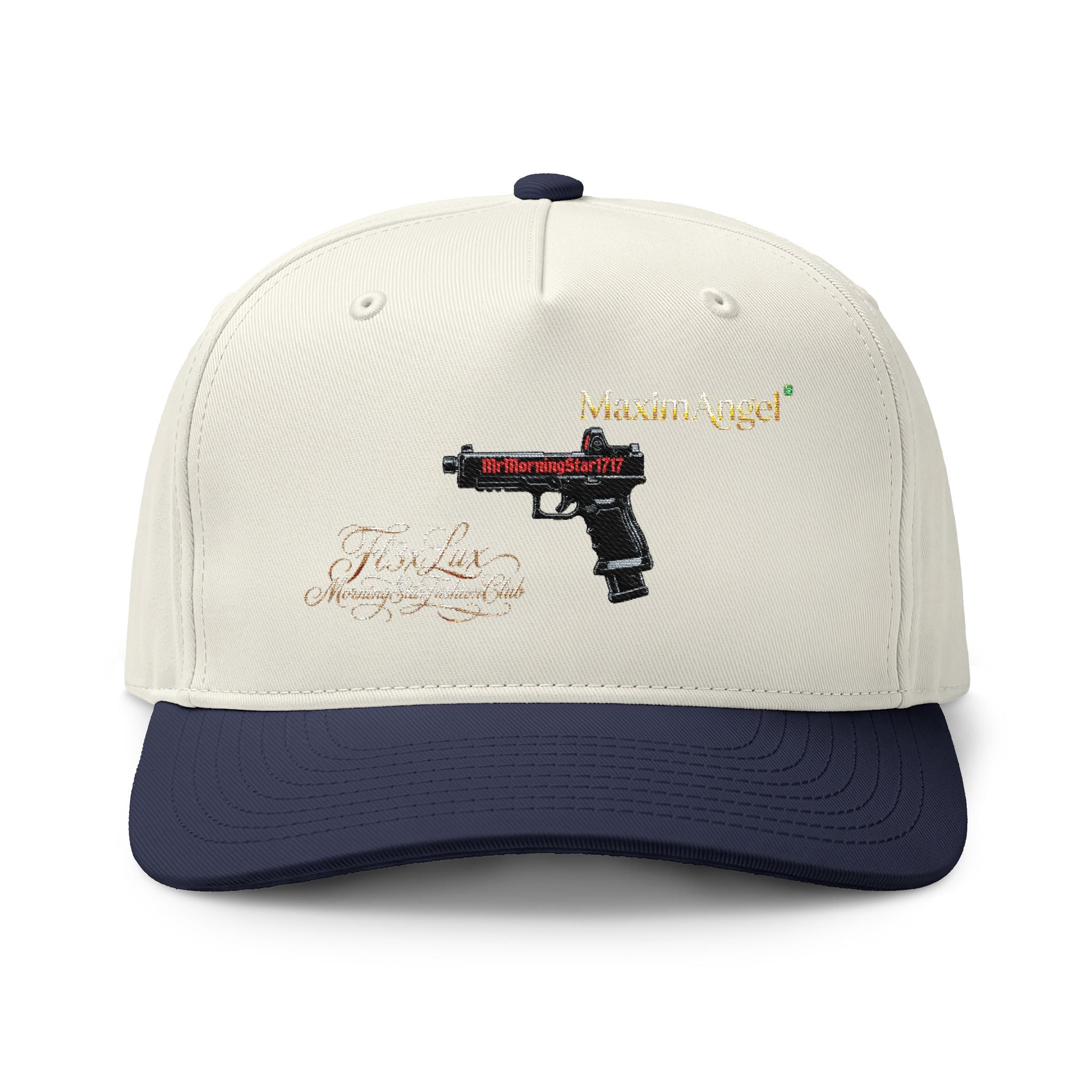 Two-Tone Cap — Embroidered Handgun Graphic "Marine Angel" Trucker Hat