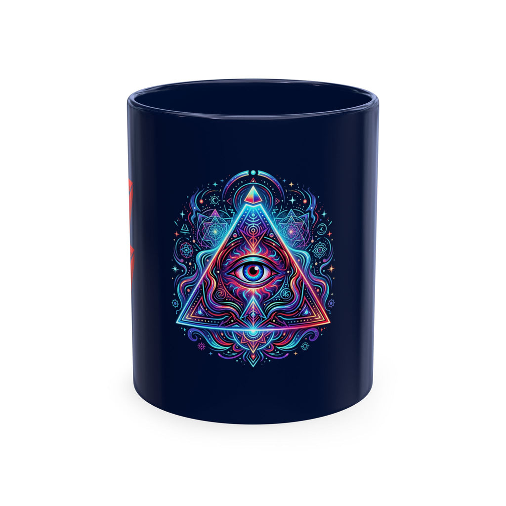 Ceramic Mug — Mystic Third Eye Pyramid Design with 7/17 Red Numerals