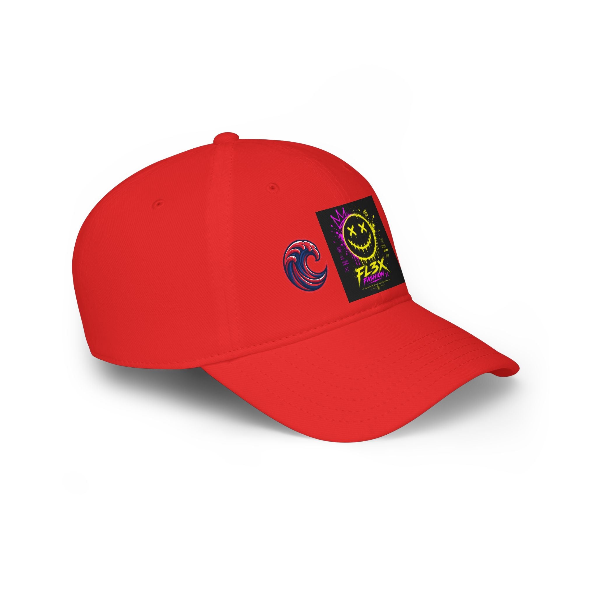Low Profile Baseball Cap — Neon Grin Streetwear Hat with 'FL3X' Graphic
