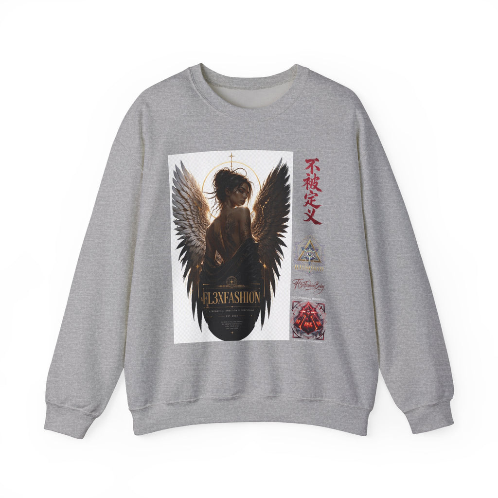 Angel Wings Graphic Sweatshirt — Dark Gothic Anime Design with Japanese Text