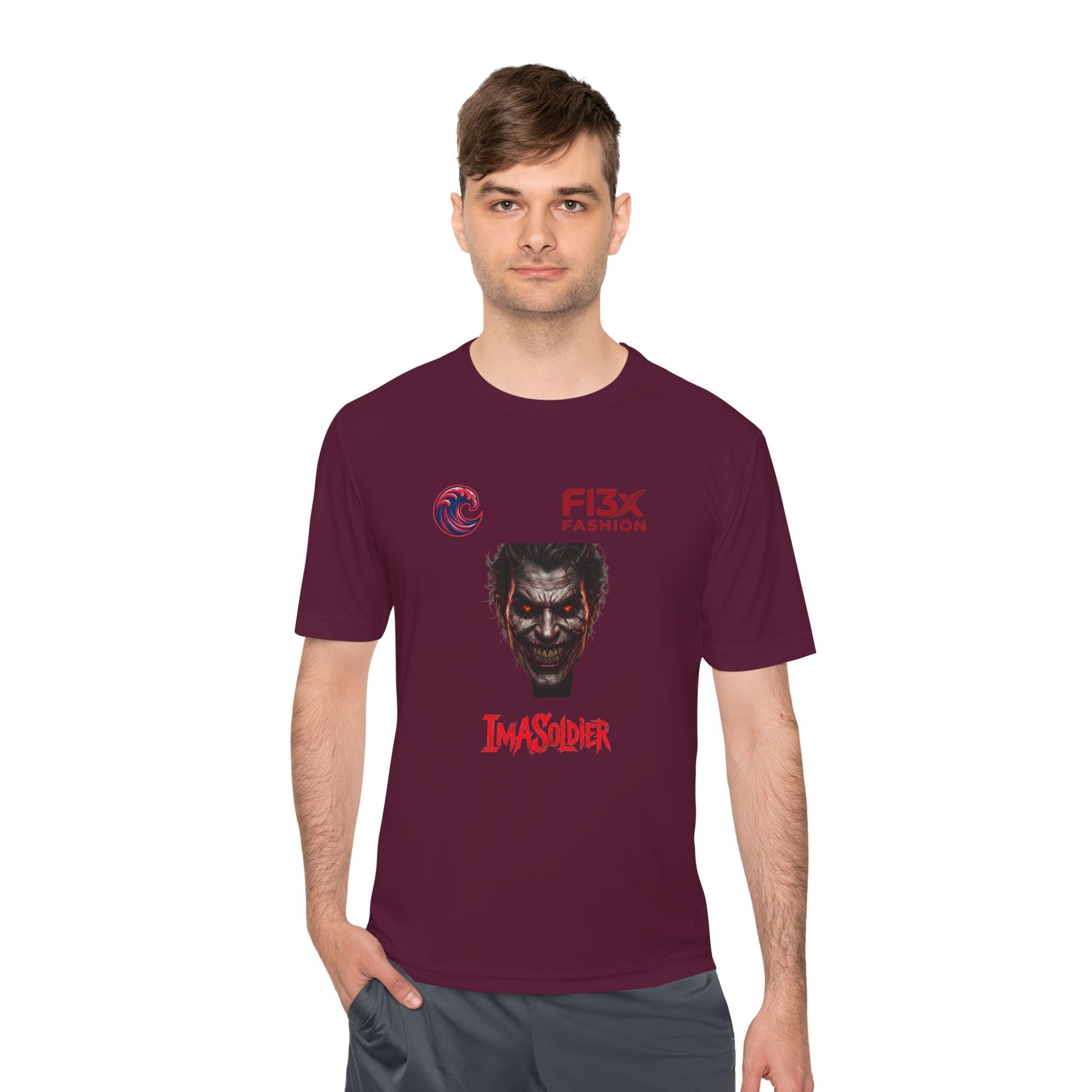 ImaSoldier Graphic Tee — Dark Joker Face Logo Moisture‑Wicking Shirt
