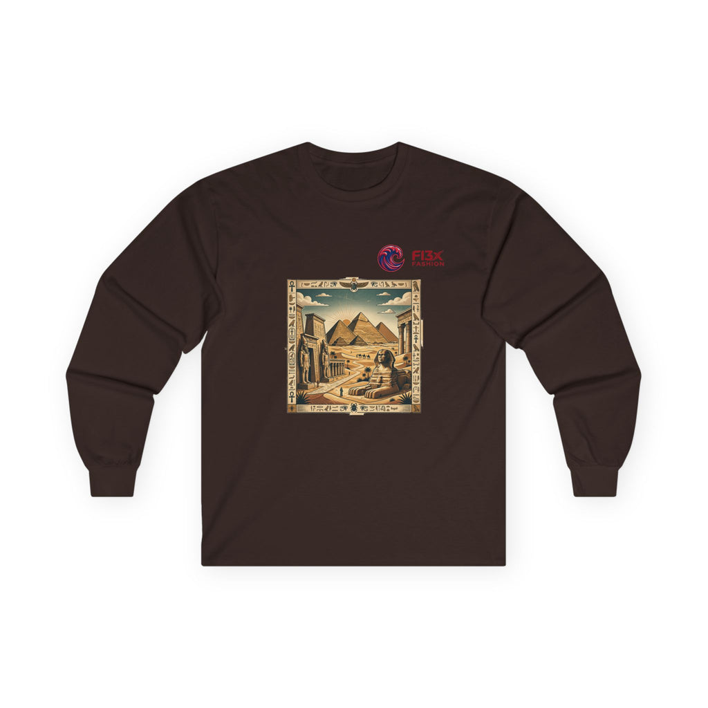 Egyptian Pyramids Vintage Graphic Long Sleeve Tee