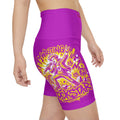 Rockstar Neon Bike Shorts — Women's High-Waist Fitness Shorts with 'Write Rock Star' Graphic