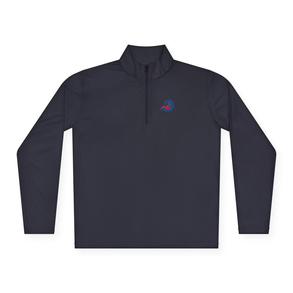 Quarter-Zip Pullover — Coastal Wave Logo Pullover with Back Graphic