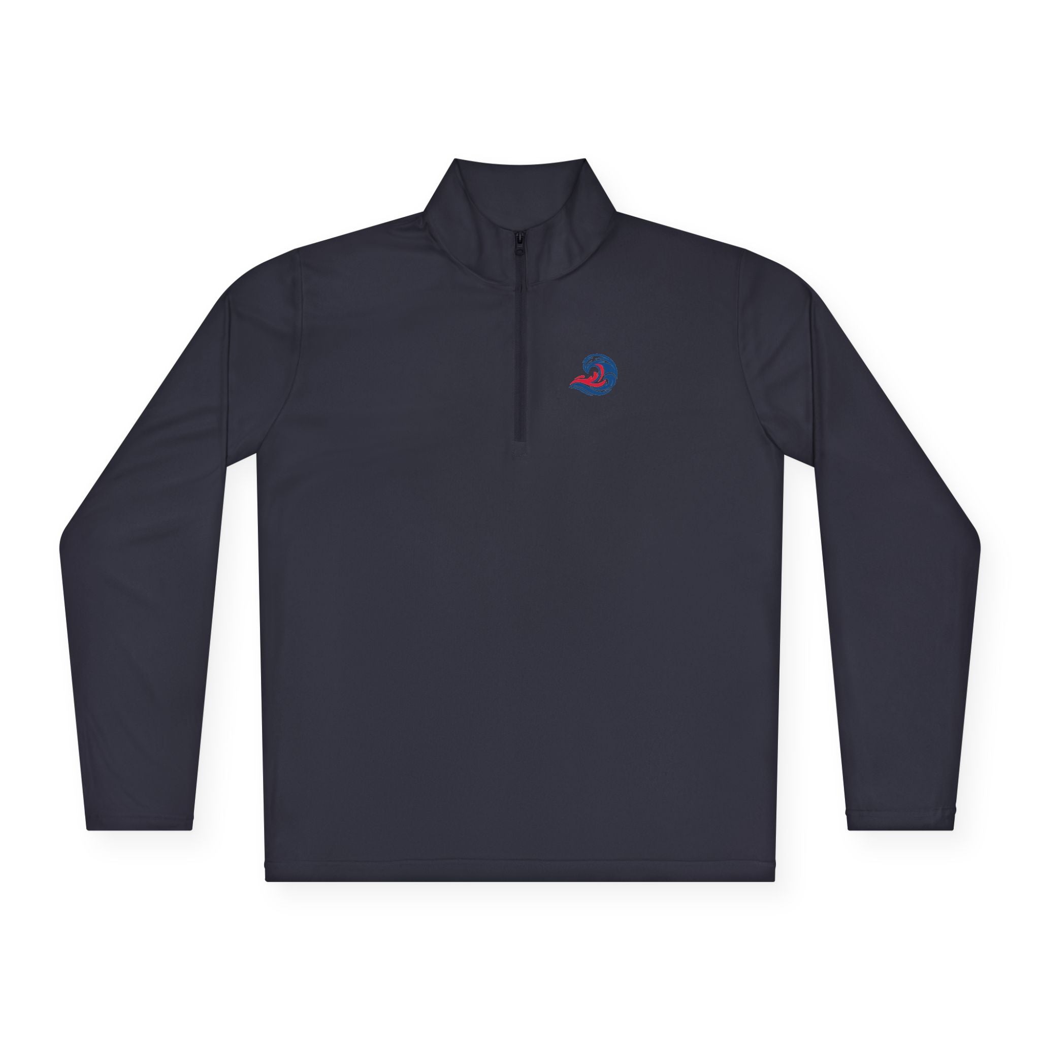 Quarter-Zip Pullover — Coastal Wave Logo Pullover with Back Graphic