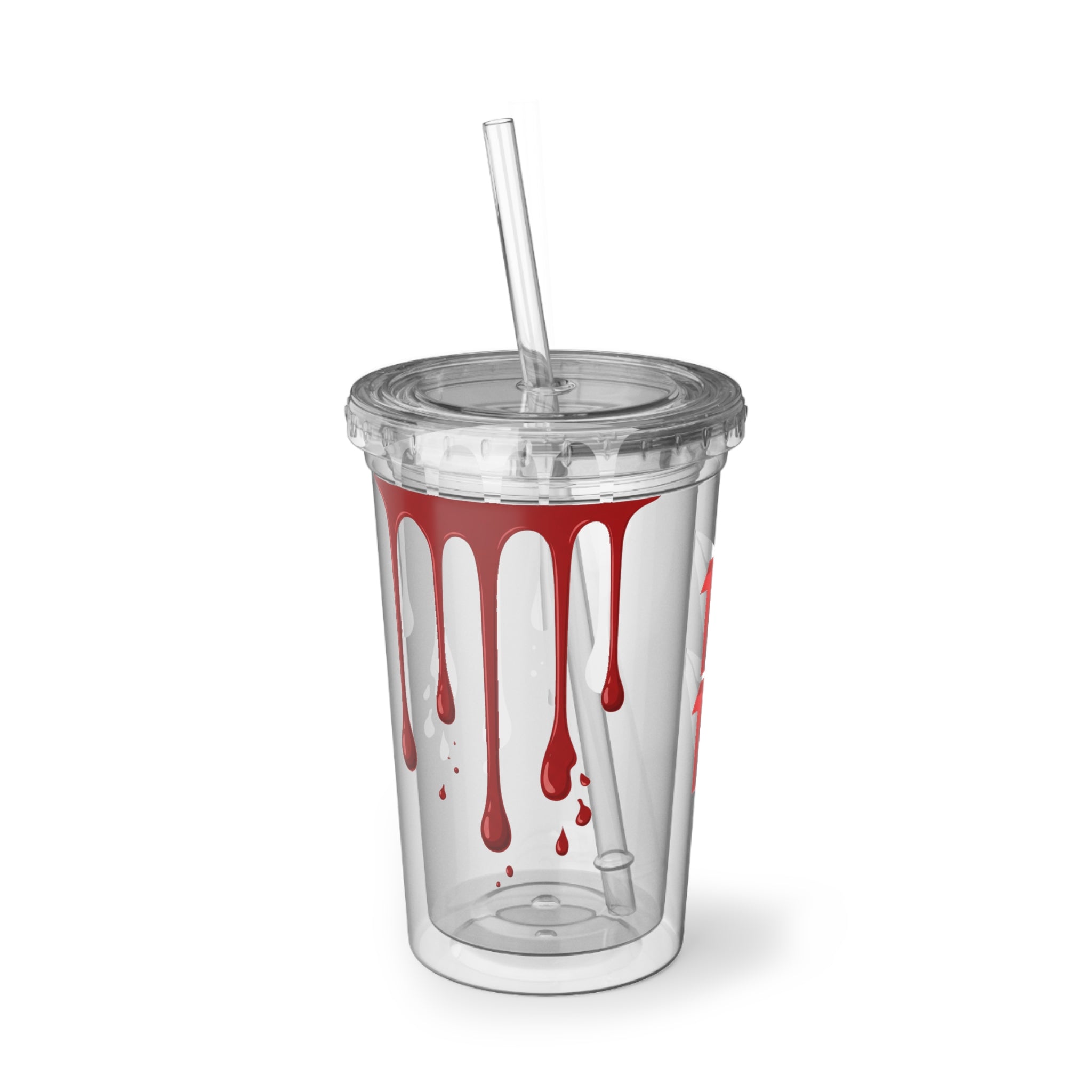 Acrylic Tumbler — Dripping Red Paint Design with '17' Graphics