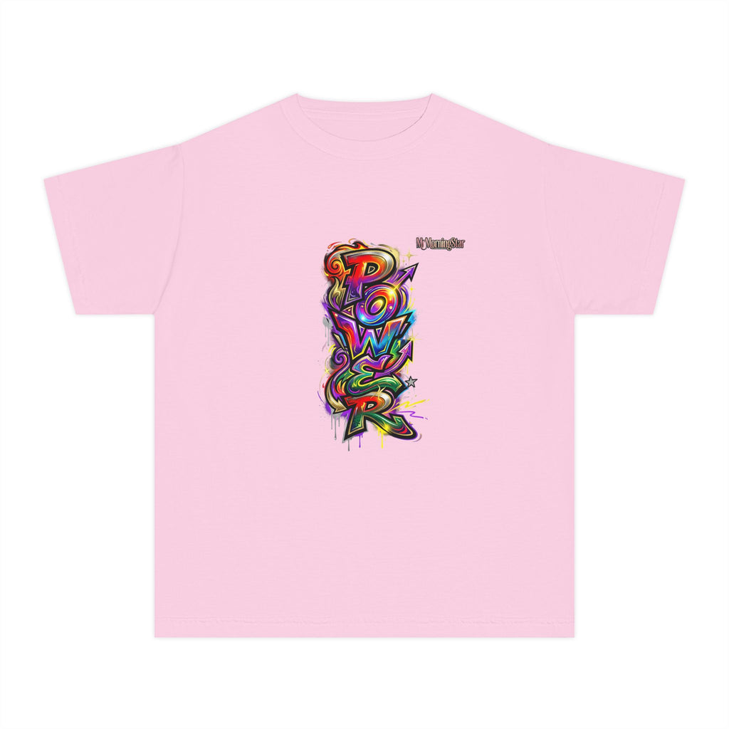 Youth Tee - Colorful 'Power' Graffiti Vertical Graphic