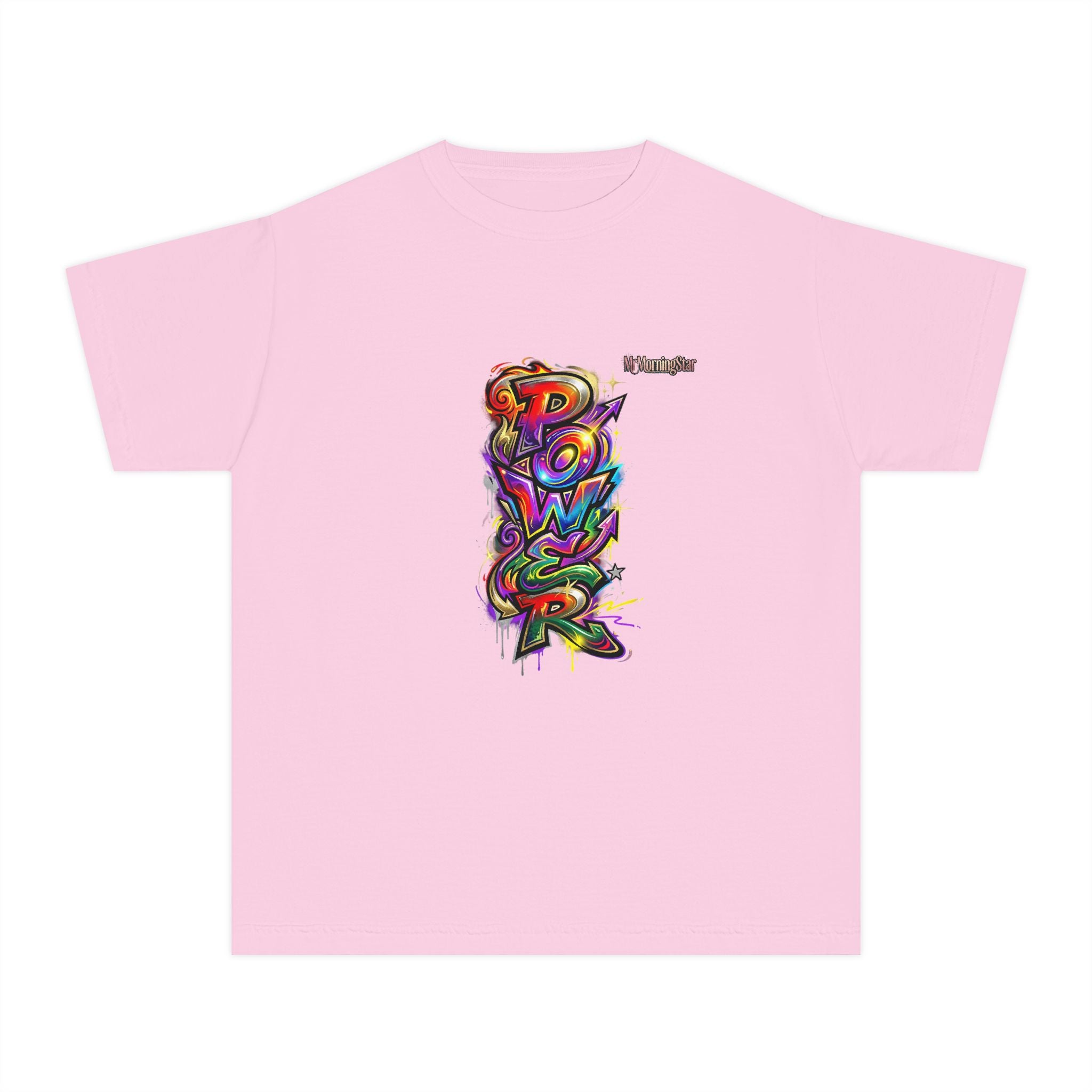Youth Tee - Colorful 'Power' Graffiti Vertical Graphic