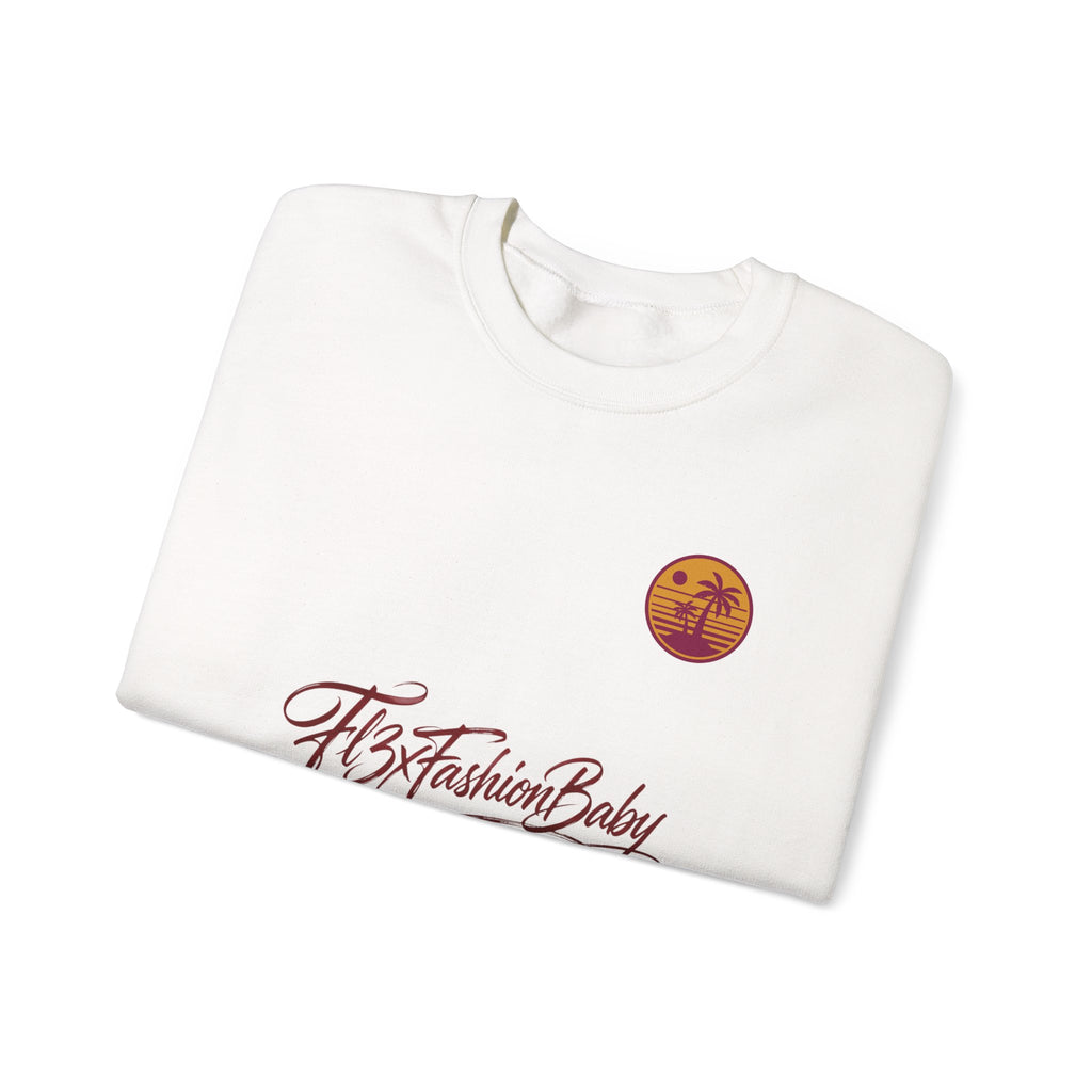 Crewneck Sweatshirt — 'FB3FashionBaby' Script with Sunset Logo