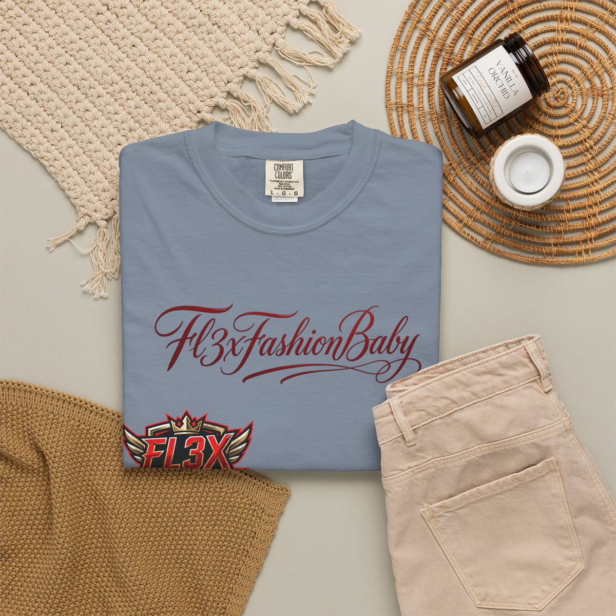 Artistic Floral Portrait T-Shirt — 'Fl3xFashionBaby' Graphic Tee