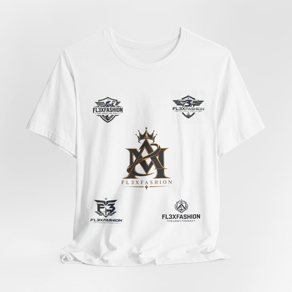 Flx3 Fashion Logo Tee — White Graphic Brand T-Shirt