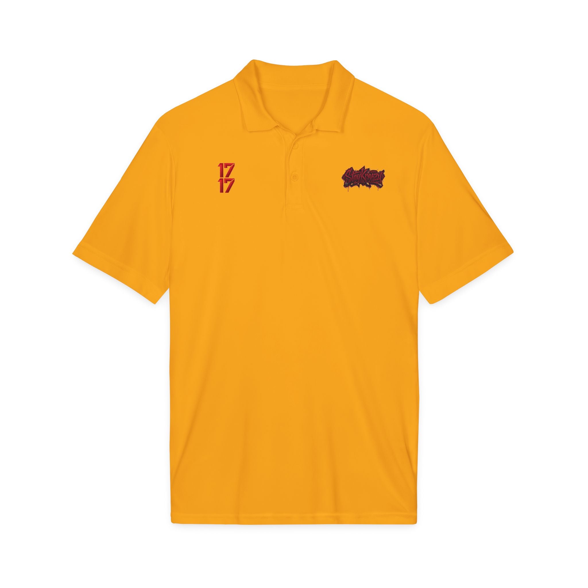 White Polo Shirt with Red '17' and Grunge Logo – Athletic Team Polo